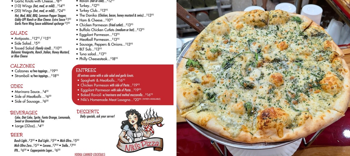 Niki's Pizza Menu